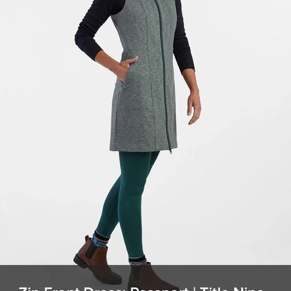 Gray Zip-Front Dress with Pockets - Picture 1 of 2